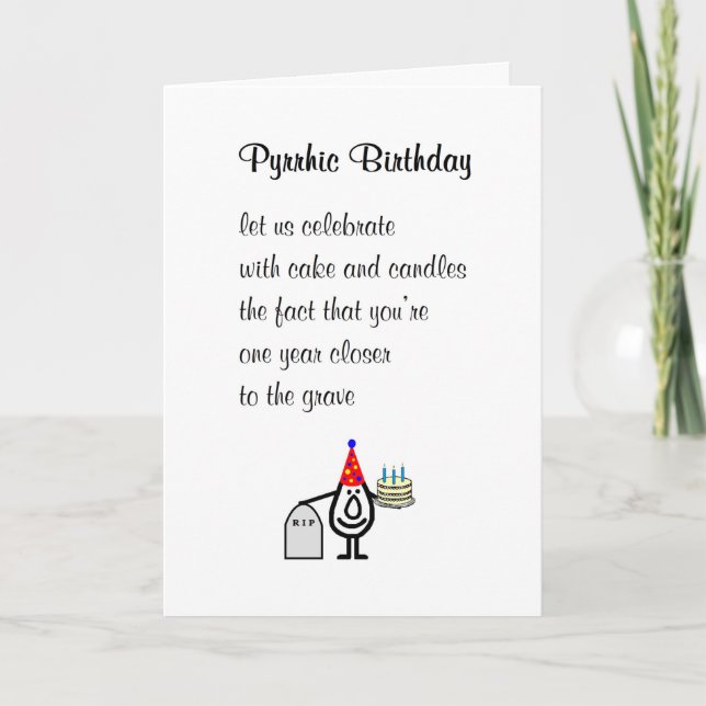 Tarjeta Cumpleaños pírrico Poema de cumpleaños (Anverso)
