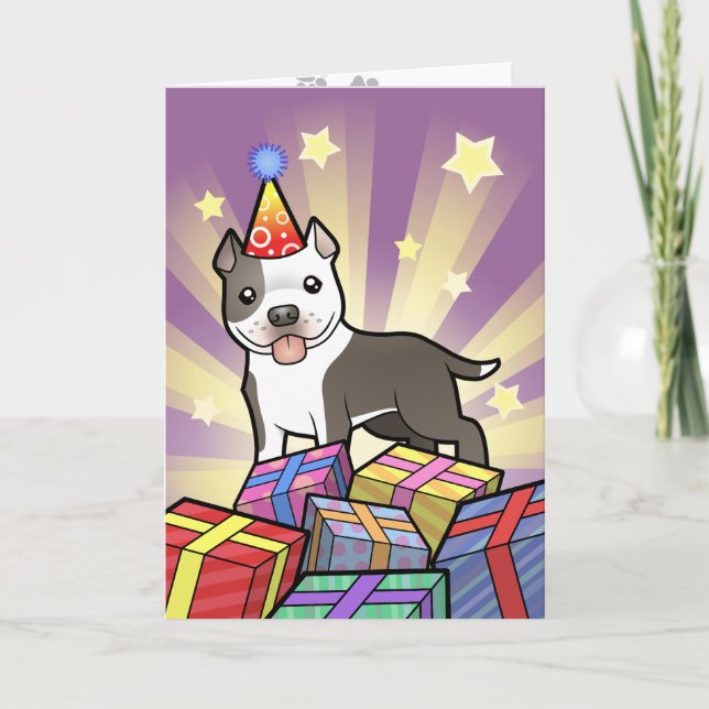 Tarjeta Cumpleaños Pitbull / American Staffordshire Terrie (Anverso)