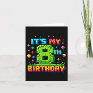 Tarjeta Cumpleaños Pixel Colorido Es Mi 8º Cumpleaños V