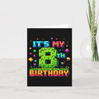Tarjeta Cumpleaños Pixel Colorido Es Mi 8º Cumpleaños V