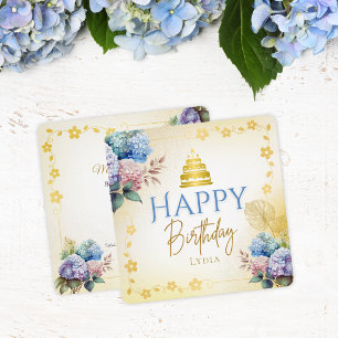 Tarjeta Cumpleaños Plano de Hortensias Personalizadas Eleg