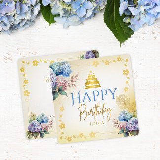 Tarjeta Cumpleaños Plano de Hortensias Personalizadas Eleg