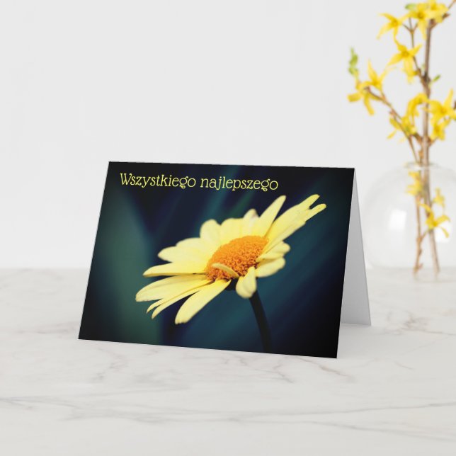 Tarjeta Cumpleaños polaco Sto Lat Daisy Flower (flor amarilla)