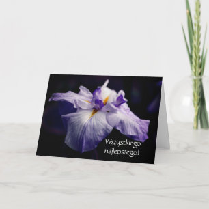 Tarjeta Cumpleaños polaco Sto Lat Iris Flower