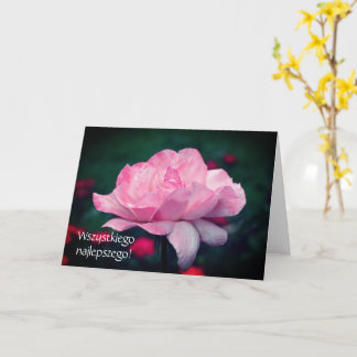 Tarjeta Cumpleaños polaco Sto Lat Pink Rose Floral