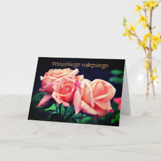 Tarjeta Cumpleaños polaco Sto Lat Rosebuds Floral