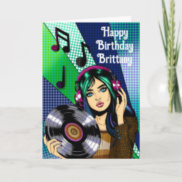 Tarjeta Cumpleaños | Pop Art Chica con registro