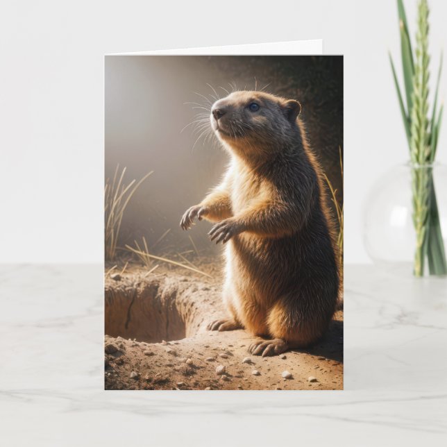 Tarjeta Cumpleaños por el Día de la Marmota (Anverso)