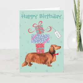Tarjeta Cumpleaños presenta a Dachshund de cabello largo