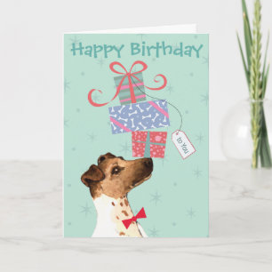 Tarjeta Cumpleaños presenta a Fox Terrier suave