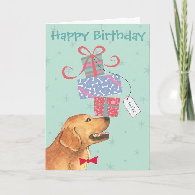 Tarjeta Cumpleaños presenta a Golden Retriever (Anverso)