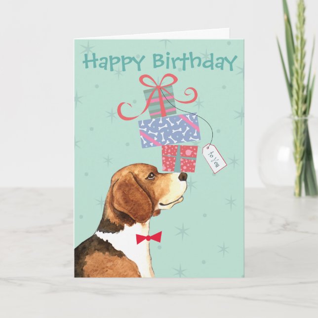 Tarjeta Cumpleaños Presenta Beagle (Anverso)