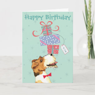 Tarjeta Cumpleaños presenta Wire Fox Terrier