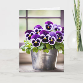 Tarjeta Cumpleaños Purple Pansy Bouquet