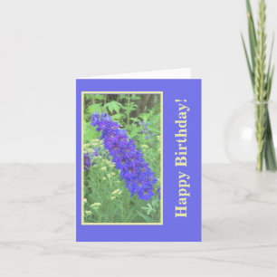 TARJETA "CUMPLEAÑOS PÚRPURA DE /HAPPY DEL DELPHINIUM "