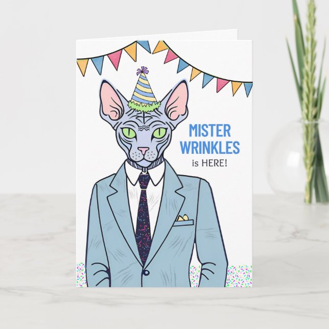 Tarjeta Cumpleaños Que Se Amortiza El Mister Del Gato Sfin (Anverso)