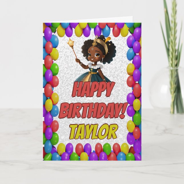 Tarjeta Cumpleaños Real de Cuento de Hadas Princesa (Anverso)
