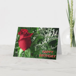 Tarjeta Cumpleaños Red Rose Bud