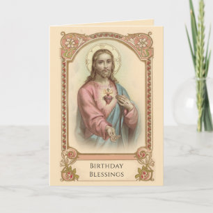 Tarjeta Cumpleaños religioso del Sagrado Corazón de Jesús 