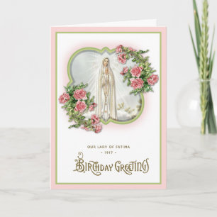 Tarjeta Cumpleaños Religioso Nuestra Señora de Fátima Virg