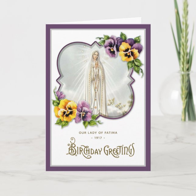 Tarjeta Cumpleaños Religioso Nuestra Señora de Fátima Virg (Anverso)