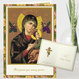 Tarjeta Cumpleaños Religioso Ortodoxo Bizantino Virgen Mar