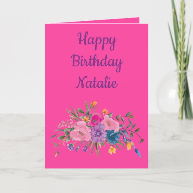 Tarjeta Cumpleaños religioso para su floral acuarela (Anverso)