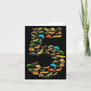 Tarjeta cumpleaños reptiles lagartos 5 años