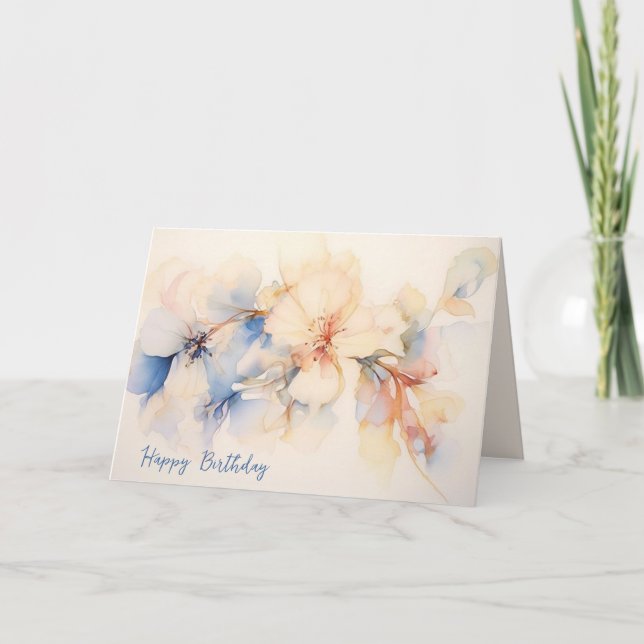 Tarjeta Cumpleaños Resumen Flores de Dogwood (Anverso)