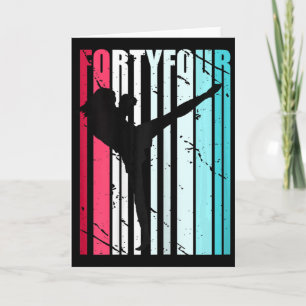 Tarjeta Cumpleaños Retro 44 para Mujeres Kickboxing Kickbo