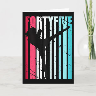 Tarjeta Cumpleaños Retro 45 para Mujeres Kickboxing Kickbo