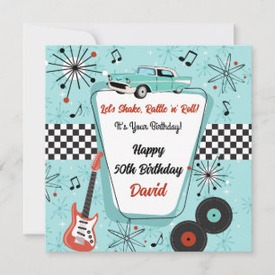 Tarjeta Cumpleaños Retro Diner de los 50
