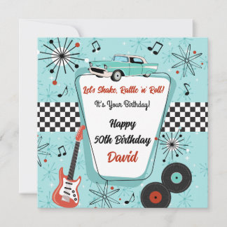Tarjeta Cumpleaños Retro Diner de los 50