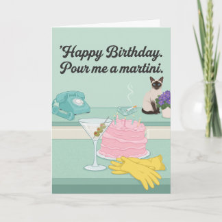 Tarjeta Cumpleaños Retro Martini Ama de Casa Sarcástica de