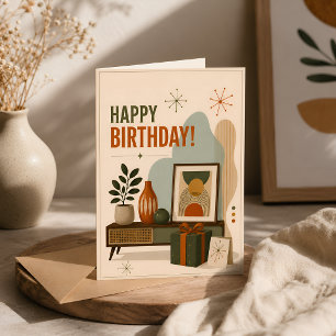 Tarjeta Cumpleaños Retro Minimalista