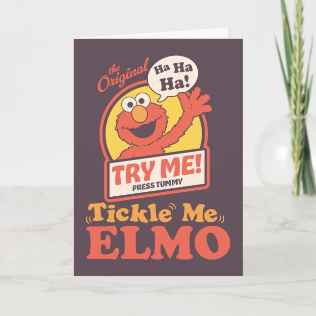 Tarjeta Cumpleaños Retro Tickle Me Elmo Agitando (Anverso)