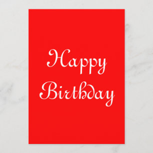 Tarjeta Cumpleaños. Rojo y blanco. Personalizado