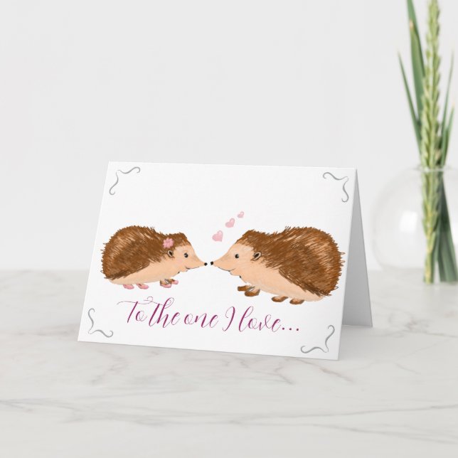 Tarjeta Cumpleaños romántico del erizo (Anverso)