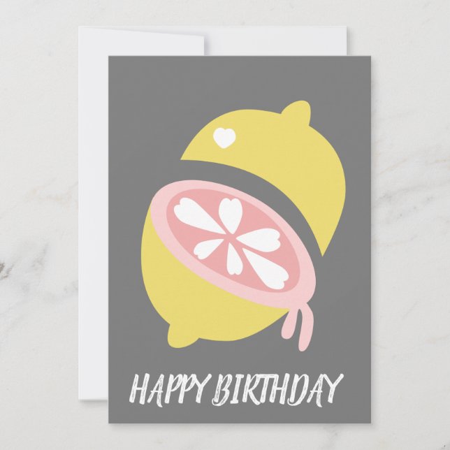 Tarjeta Cumpleaños Rosa Amarillo Goteante Limón (Anverso)