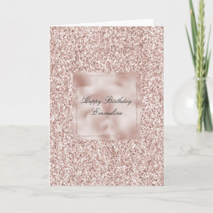 Tarjeta Cumpleaños rosa brillo Glitzy Blush