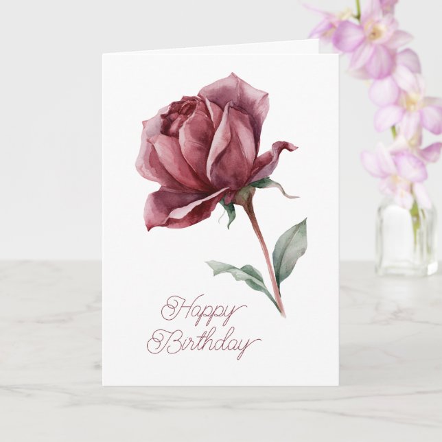 Tarjeta Cumpleaños Rosa Roja Blanca (Orquídea)