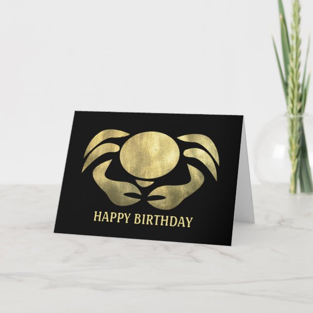 Tarjeta Cumpleaños rústico impreso del cangrejo del cáncer (Anverso)