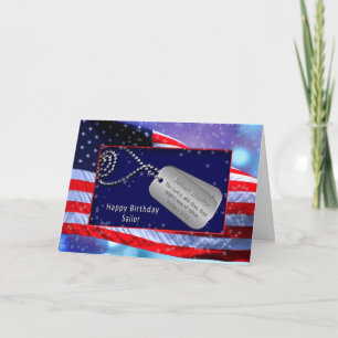 TARJETA CUMPLEAÑOS/SALOR - BANDERA ESTADOUNIDENSE - ETIQUE