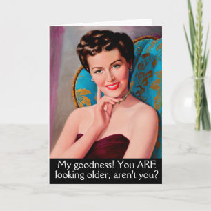 Tarjeta Cumpleaños Sarcástica de la Mujer Retro