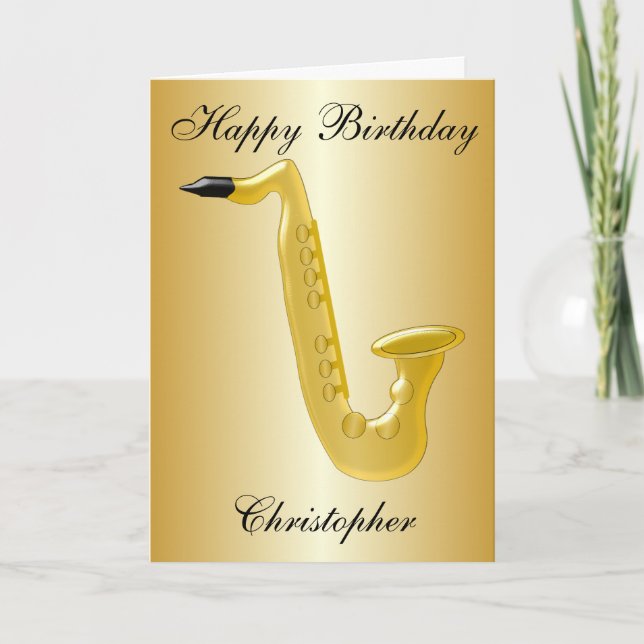 Tarjeta Cumpleaños saxofón (Anverso)