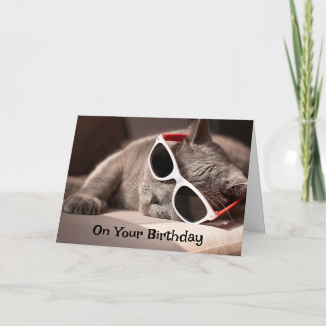 Tarjeta Cumpleaños Sé el Gato Divertido Sunshine (Anverso)