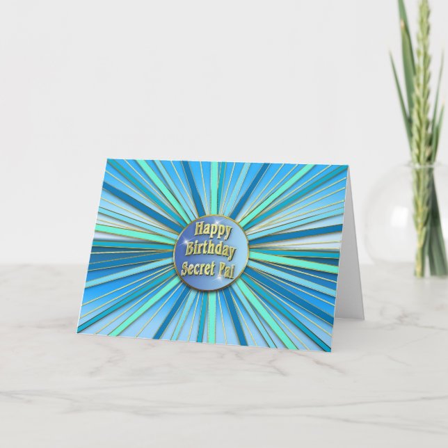 Tarjeta Cumpleaños - SECRET PAL - Sunburst - Blues/Golds (Anverso)