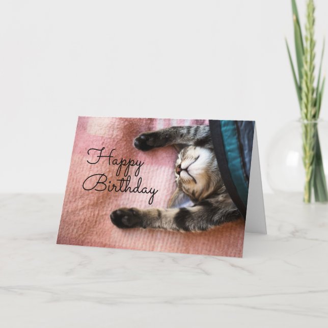 Tarjeta Cumpleaños | Snoozing Kitten (Anverso)