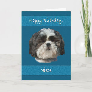 Tarjeta Cumpleaños, sobrina, Perro Shih Tzu