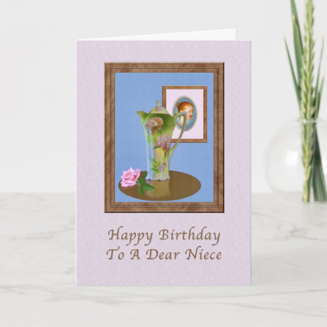 Tarjeta Cumpleaños, sobrina, vida tranquila con cántico y  (Anverso)